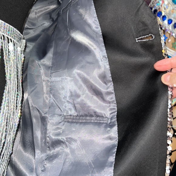 EUC Unisex Silver Sequined Blazer/Coat - Picture 13 of 16